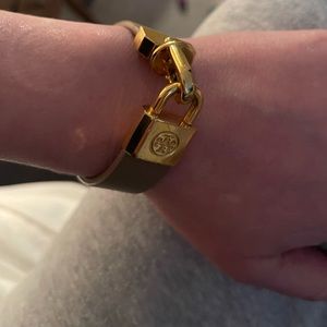 Used Tory Burch Gold and Taupe bracelet.